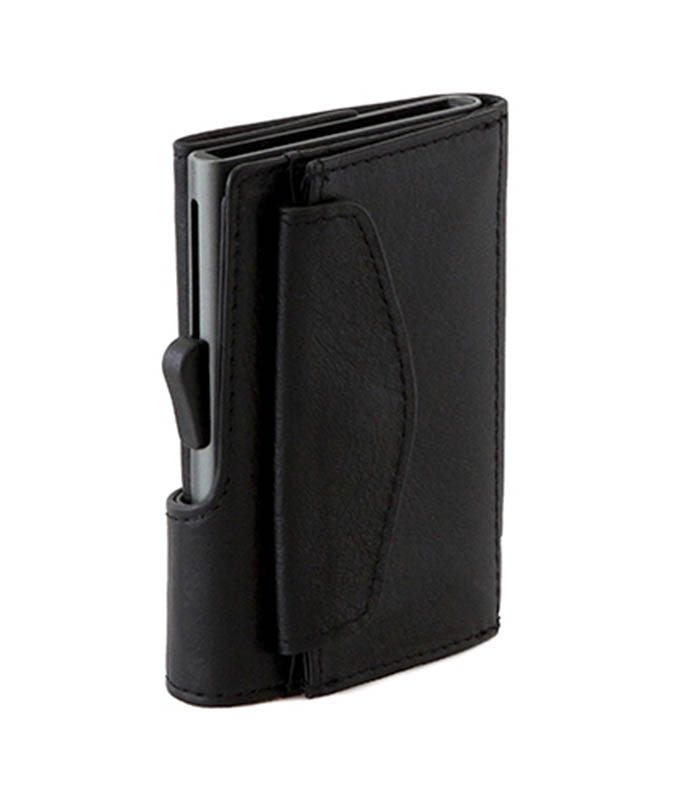 C SECURE Δερμάτινο πορτοφόλι - καρτοθήκη με προστασία RFID και θήκη για κέρματα Black Nero WCHC11962 Πορτοφόλια-Καρτοθήκες